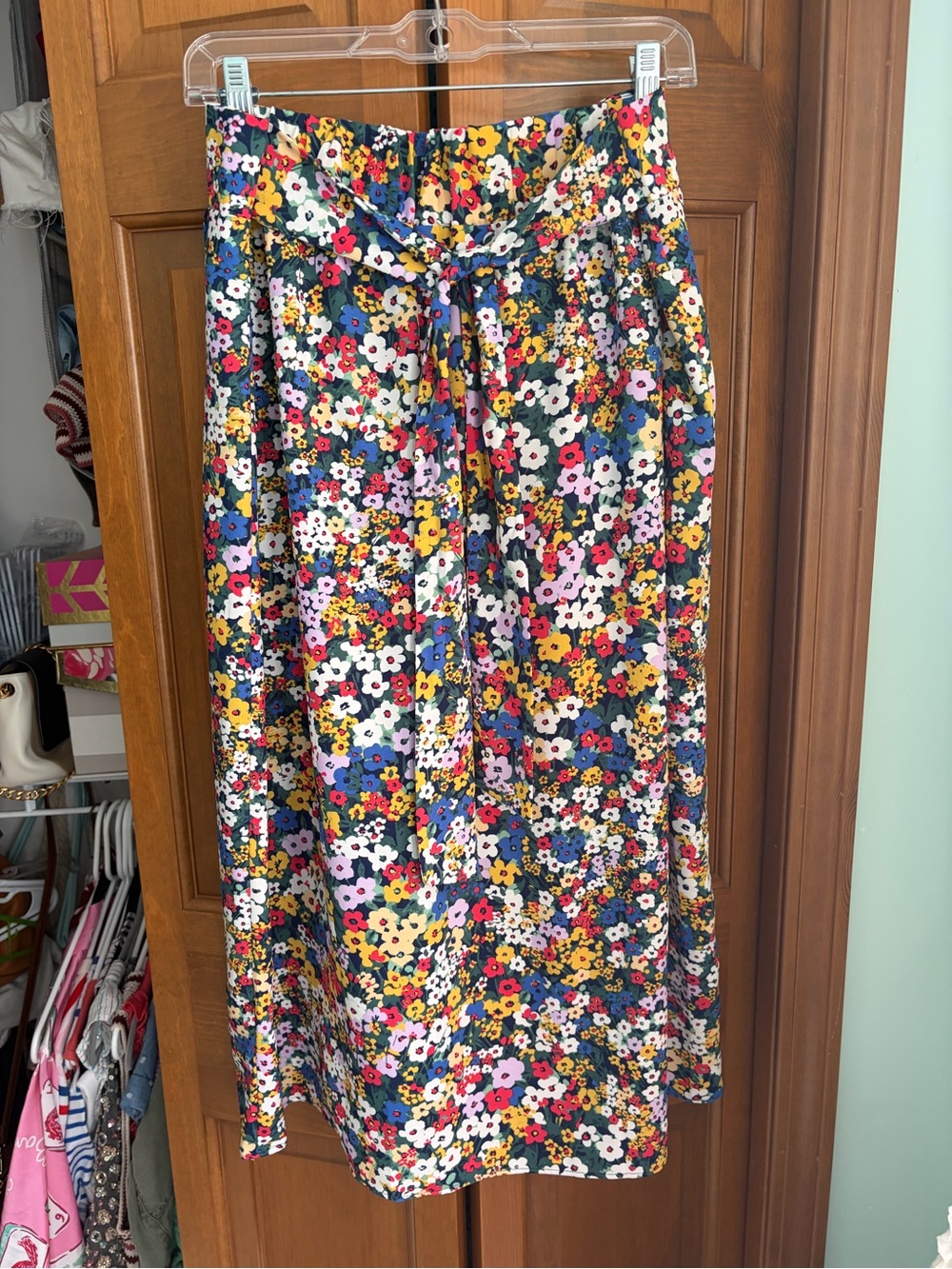 Ann Taylor Floral Tie-Waist Midi Skirt - Multicolor
